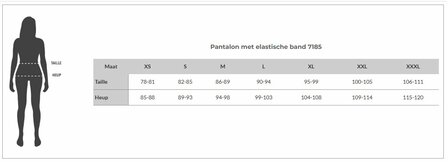 Matentabel 7185 Aangepaste dames pantalon/broek voorzien van elastische band in rolstoel