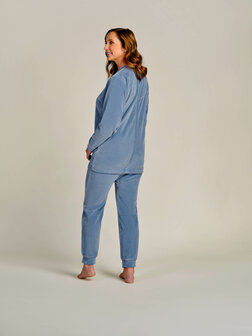 Hansop dames, velours met ritssluiting op rug blauw