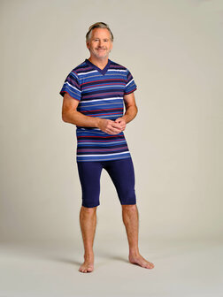 Dessin heren hansop 1055, dessin 201 blauw/grijs/rood gestreept