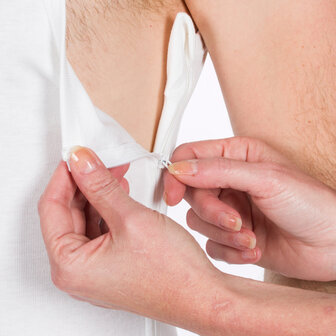 Heren singlet met drukkers en rits zijkant kleur 100 (wit) detail zijkant