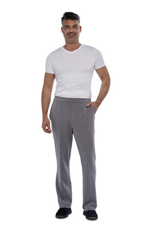 7172 Aangepaste heren pantalon/broek met klepje als voorsluiting voorzien van elastische band