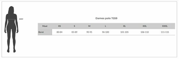 Matentabel polo dames met ritssluiting