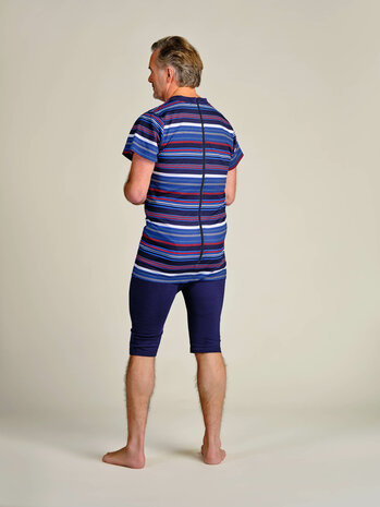 Dessin heren hansop 1055, dessin 201 blauw/grijs/rood gestreept