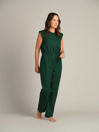 Antischeurbody 2531 zonder mouw, lange pijpen en rug ritssluiting, kleur 576 donker groen