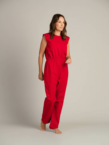 Antischeurbody 2531 zonder mouw, lange pijpen en rug ritssluiting, kleur 600 licht rood