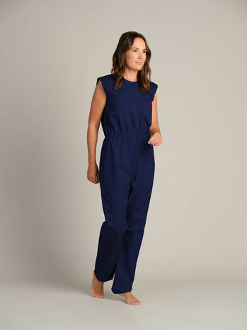 Antischeurbody 2531 zonder mouw, lange pijpen en rug ritssluiting, kleur 281 marine blauw