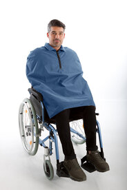 Cape van jasstof met ritsje zonder mouw