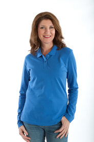 Dames polo shirt, achterzijde te openen