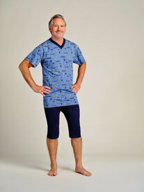 Dessin heren hansop (plukpak) met korte mouwen, korte pijp en rug ritssluiting